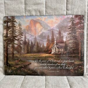 Food Prep 16" x 12" Thomas Kinkade Tempered Glass Cutting Board - Valley Chapel